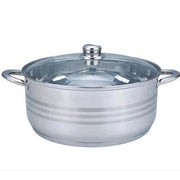 Cacerola Mediana de Acero Inoxidable con Tapa de Vidrio de 17 Litros de 38 cm Inducción Tab and Kit